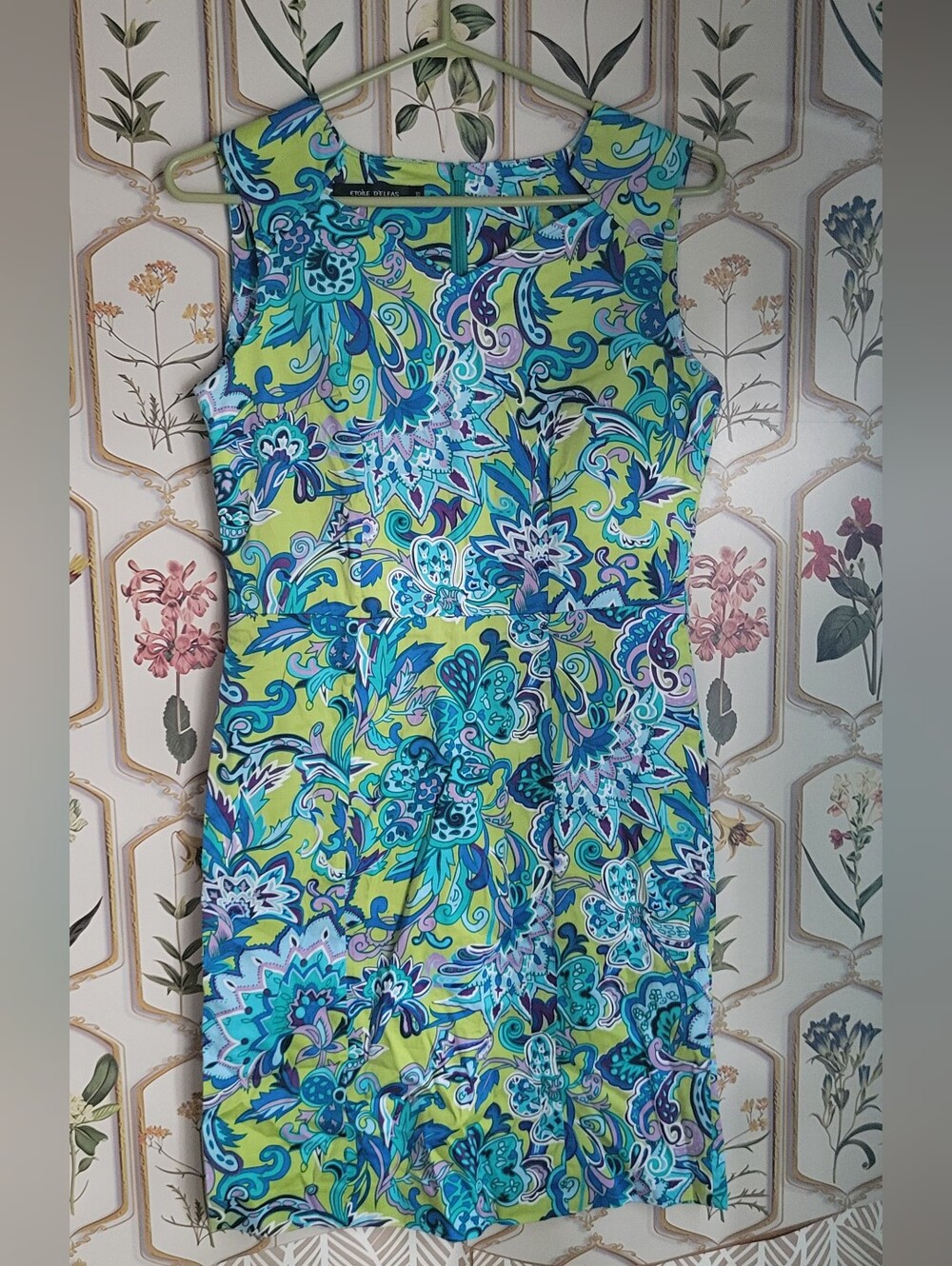 Étoile D'elfas Cotton Mid Length Dress Vibrant Pasley Floral 70s Vibe size 10